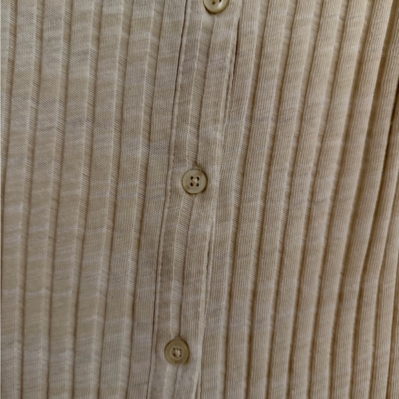 Zara Cream Ribbed Collared Top - Picture 2 of 5